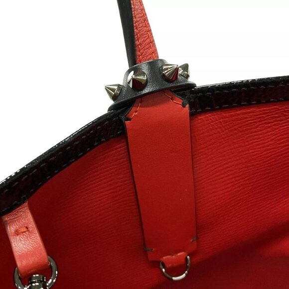 Auth CHRISTIAN LOUBOUTIN Cabata Small - Black Red Patent Leather Leather - Picture 4 of 15